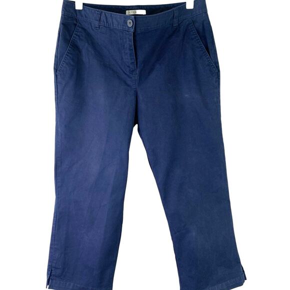 Liz Claiborne Crop Capri Straight Stretchy Chino Pants Mid Rise Size 6 Navy Blue - Picture 1 of 11